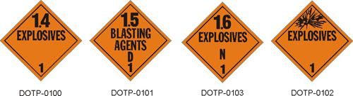 Stranco manufactures DOT Placards for Class 1 explosive hazardous materials.