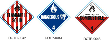 Stranco manufactures DOT Placards for Class 4 Solid hazardous materials.